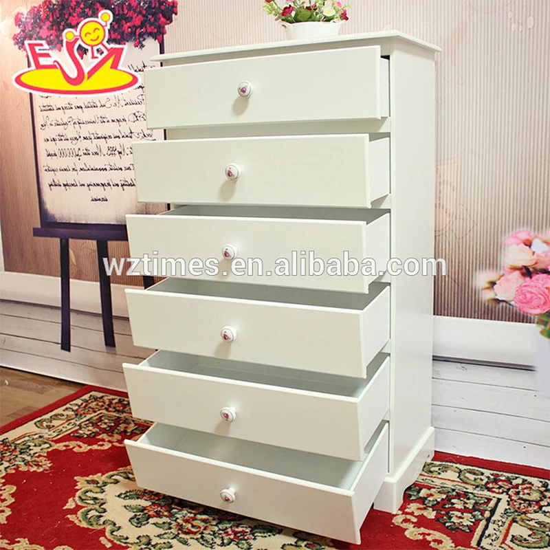2018 New design bedroom wood cabinets high quality white wood cabinets top fashion 6 drawers wood cabinets W08H065