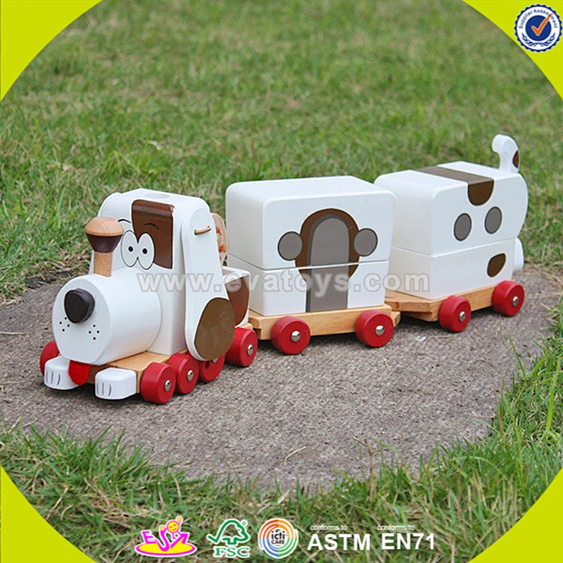 wholesale excellent wooden dog shape drag toy for children W05B090