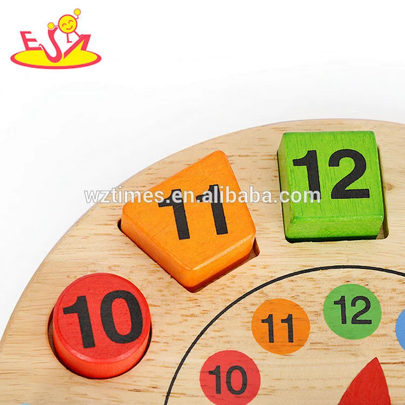 Neue heißeste pädagogische Uhr 3d Holzpuzzle für Kinder W14K020