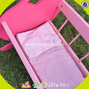 wholesale role play doll furniture wooden toy crib for sale W06B040