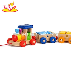2018 wholesale baby wooden train block funny kids wooden train block educational children wooden train block W05C024