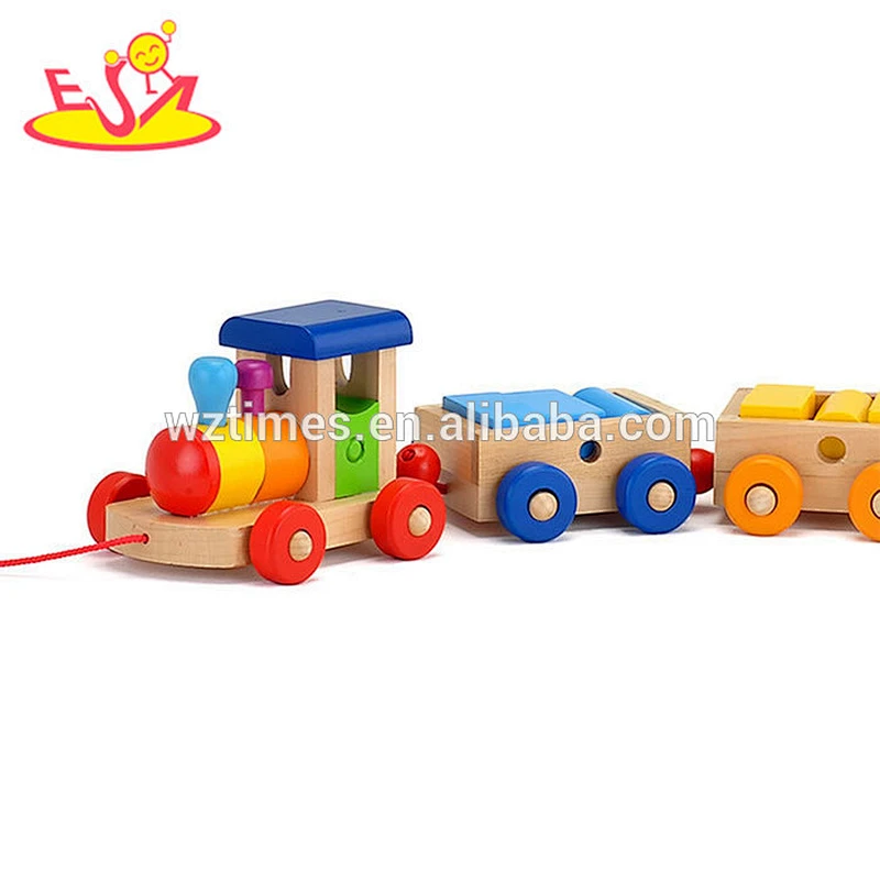 2018 wholesale baby wooden train block funny kids wooden train block educational children wooden train block W05C024