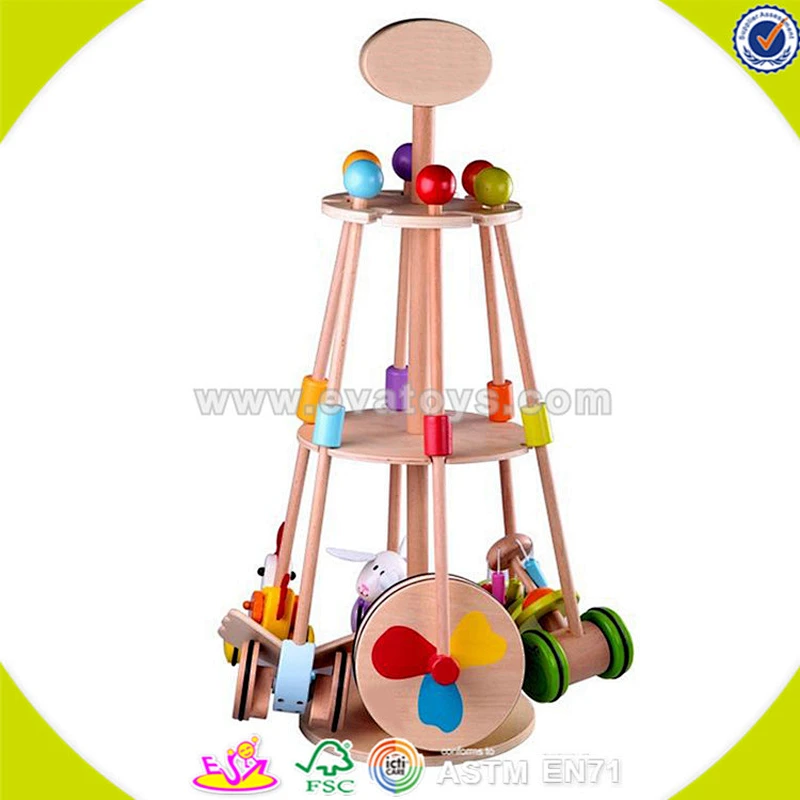 newest baby wooden animal pull toy cheap kids wooden animal pull toy W05A011