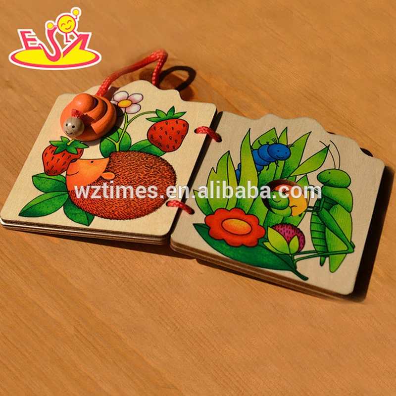 wholesale educational colored wooden child book toy for sale W12E007