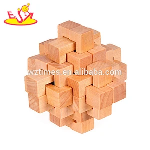 Wholesale early education traditional wooden 3d unlocked puzzle toy for kids W11C036
