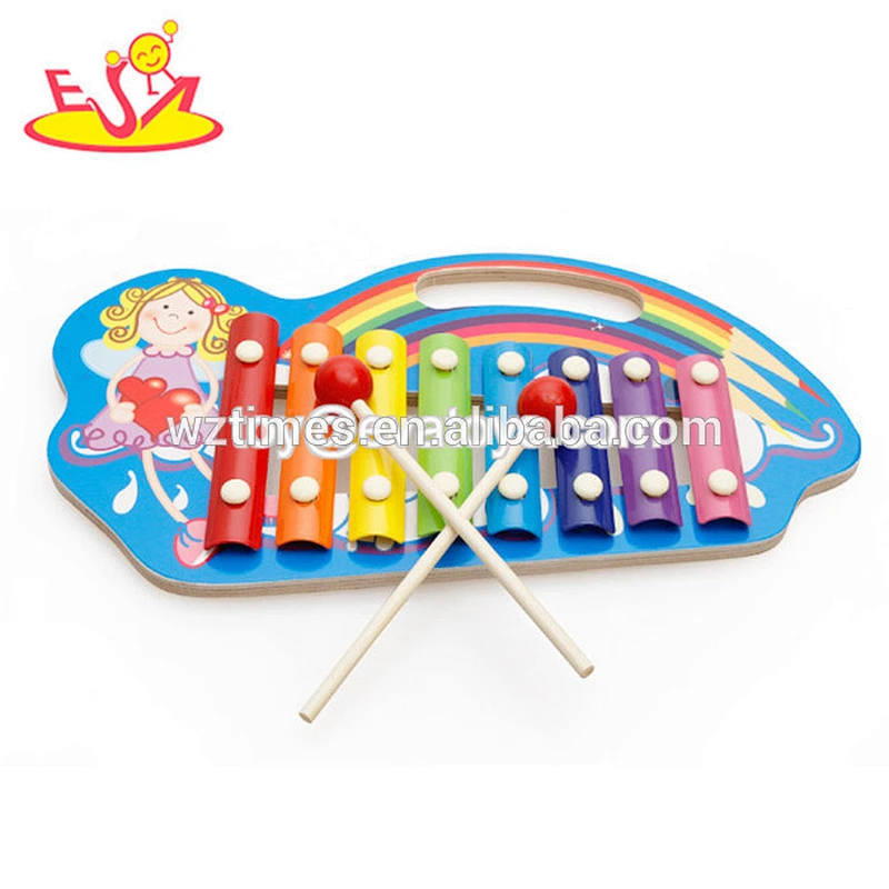 Wholesale hottest multi function baby wooden musical pull cart toy 8 tones xylophone for sale W07C024