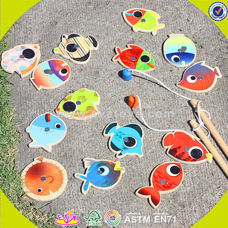 wholesale kid magnetic wooden fishing game for kids W01A070