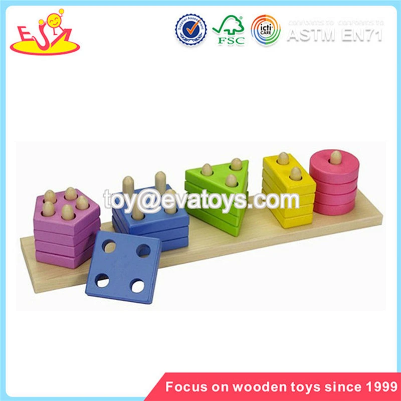 Wholesale colorful kids wooden shape blocks sorter toy fashion baby wooden shape sorter toy W13D026