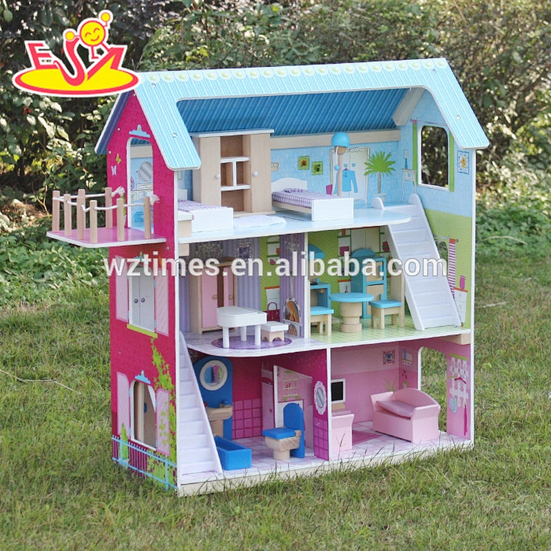 2018 Neues Design Holzpuppenhaus Kinder Holzpuppenhaus Schöne Holzpuppenhaus W06A169