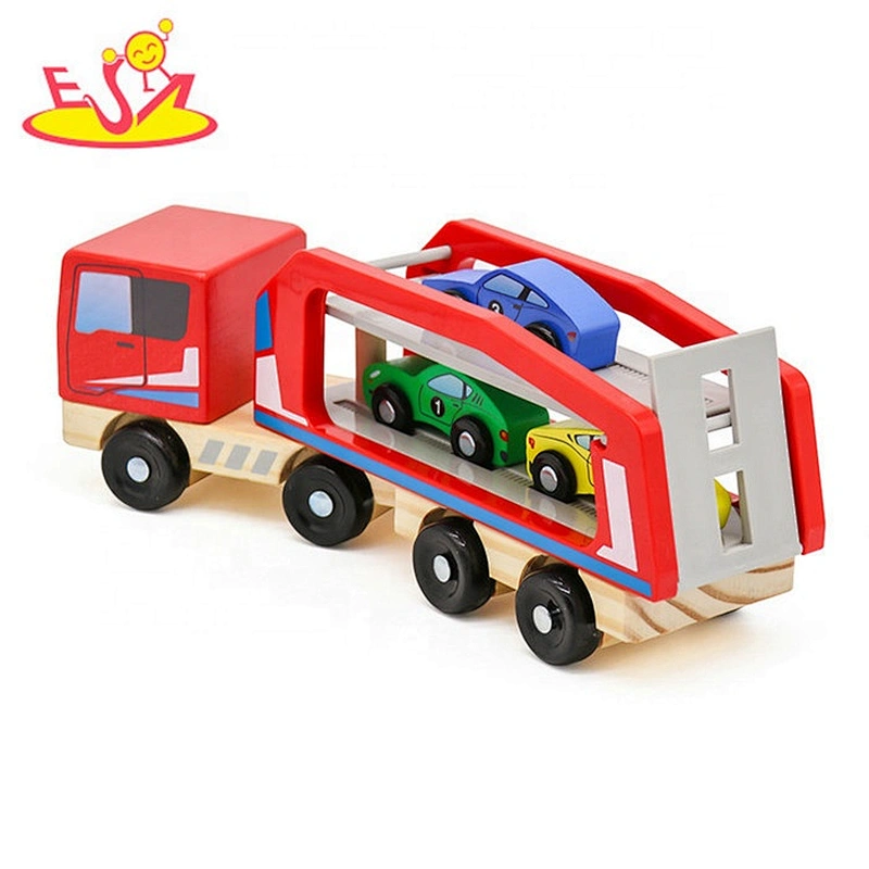 2018 New arrival children Car Loader wooden toy trucks with trailers W04A413