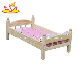 Neues Design Puppenhaus Zubehör aus Holz Baby Doll Bett W06B059