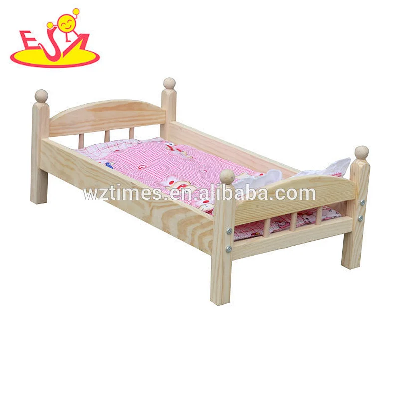 Neues Design Puppenhaus Zubehör aus Holz Baby Doll Bett W06B059