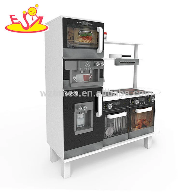 Juego de cocina grande de madera para niños con accesorios W10C357