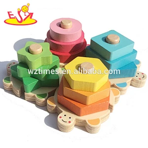 Buntes hölzernes geometrisches Großhandelsblockspiel für Kinder W13E064
