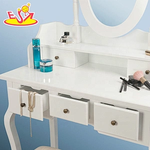 High quality children wooden modern dressing table with mirror and stool W08H015