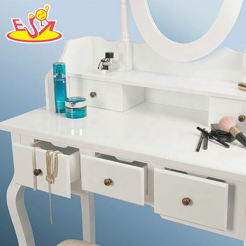High quality children wooden modern dressing table with mirror and stool W08H015