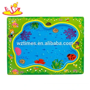 2018 New products baby wooden magnetic fishing game for kids W01A189