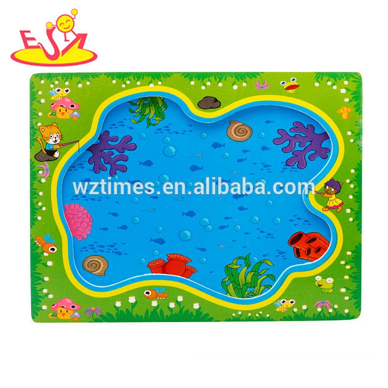 2018 New products baby wooden magnetic fishing game for kids W01A189