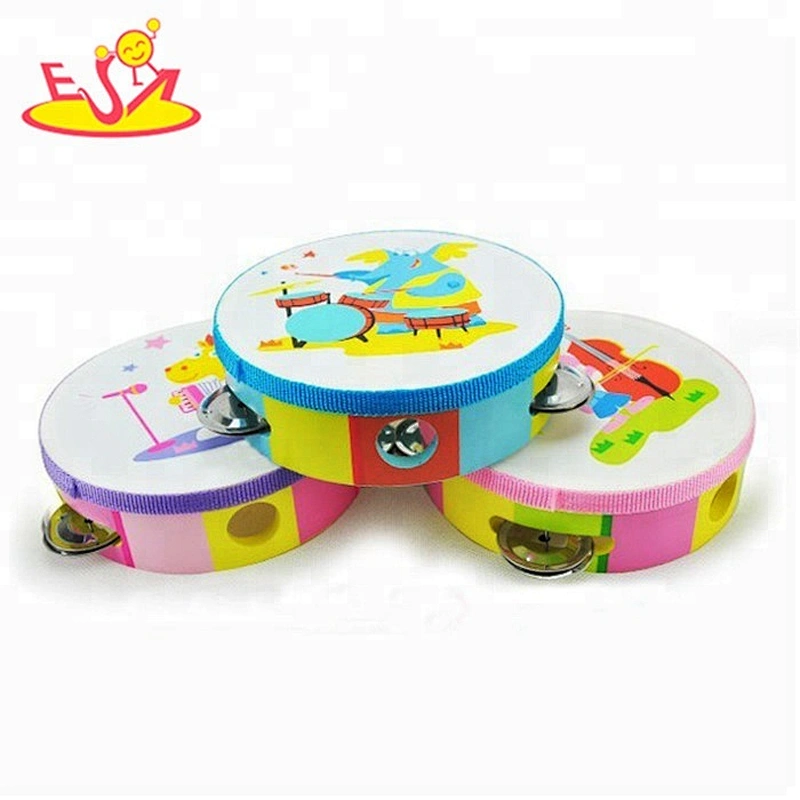 Wholesale baby musical wooden tambourine toy for early learning W07F004