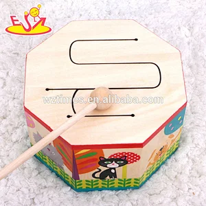 Wholesale unique creative music learning wooden children drum toy W07J041