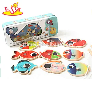 Top quality educational wooden fishing toys for kids W01B092
