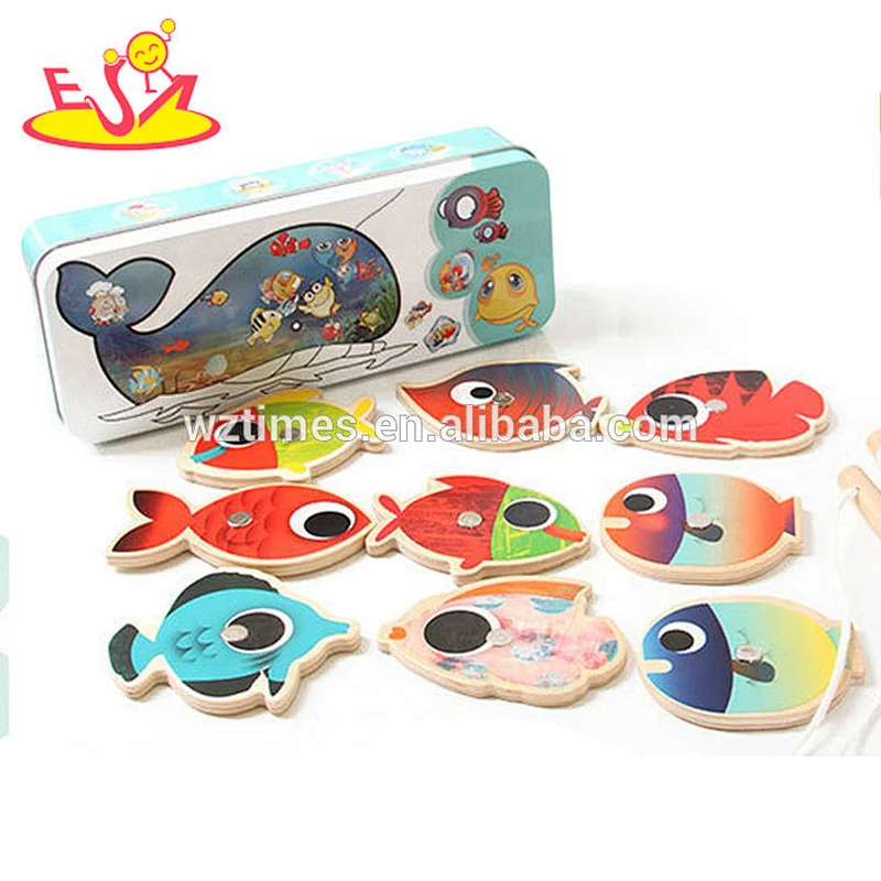 Top quality educational wooden fishing toys for kids W01B092