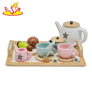 2019 New arrival pretend play toys wooden kids tea party set for sale W10B318