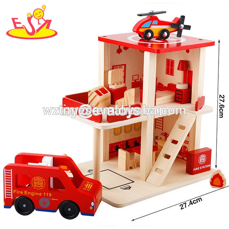 wholesale cheap funny wooden toy car garage for toddlers W04C001
