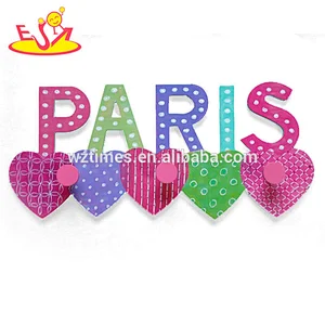 wholesale wooden decorative pink decorative wall hooks toy for kids W09B082