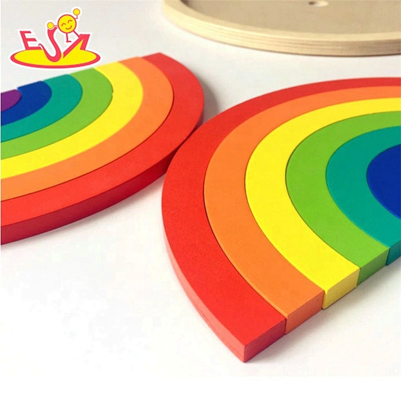 2019 New design educational puzzle wooden rainbow jigsaw for children W14A220