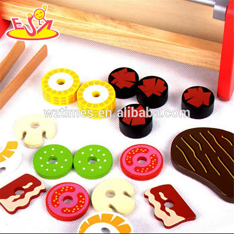 wholesale high quality mini wooden BBQ grill toys cutie wooden BBQ grill toys W10C165