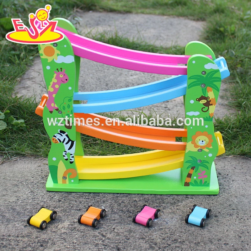 2018 New design wooden Marble Run toys funny wooden speed car toys educational wooden marble run for toddlers W04E046