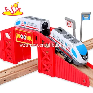 Wholesale high quality 50pcs wooden Railway train set for boys W04C077