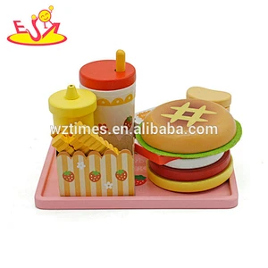 Hölzernes Hamburger des Spielzeugs heißes interessantes Schnellimbissthema für Kinder W10B075