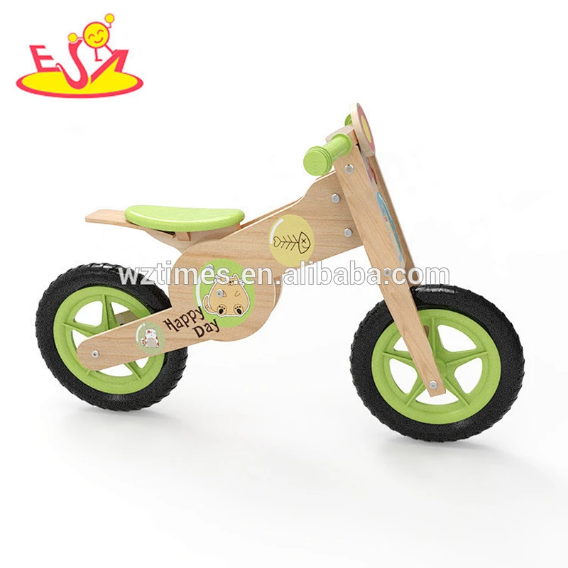 Wholesale brand new wooden cartoon balance bike hot sale baby wooden cartoon balance bike W16C183