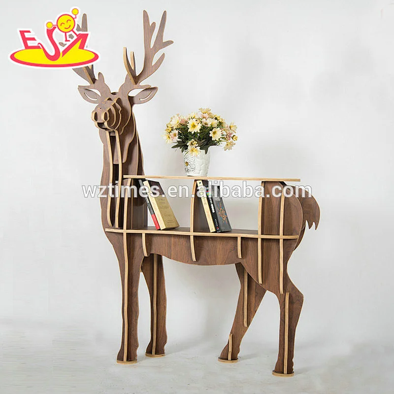 Wholesale creative customized bear shaped children wooden bookshelf for sale W08D067