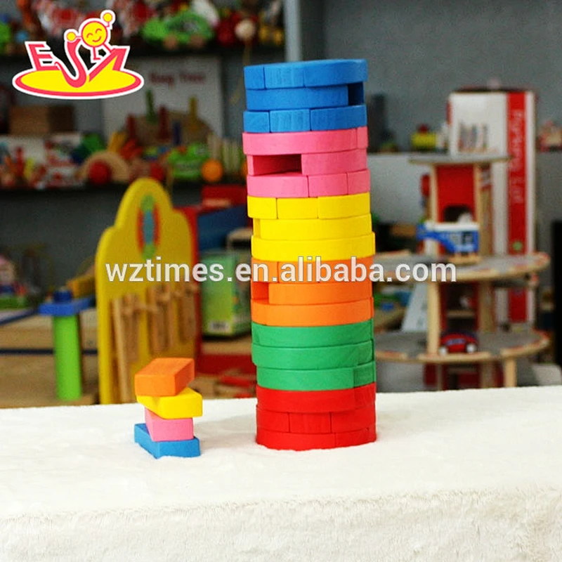 wholesale colorful baby stacking blocks wooden promotional bricks toy top fashion wooden baby stacking blocks toy W13D119