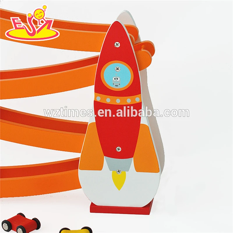 Wholesale mini car ramp wooden car slide rail toy for children W04E057
