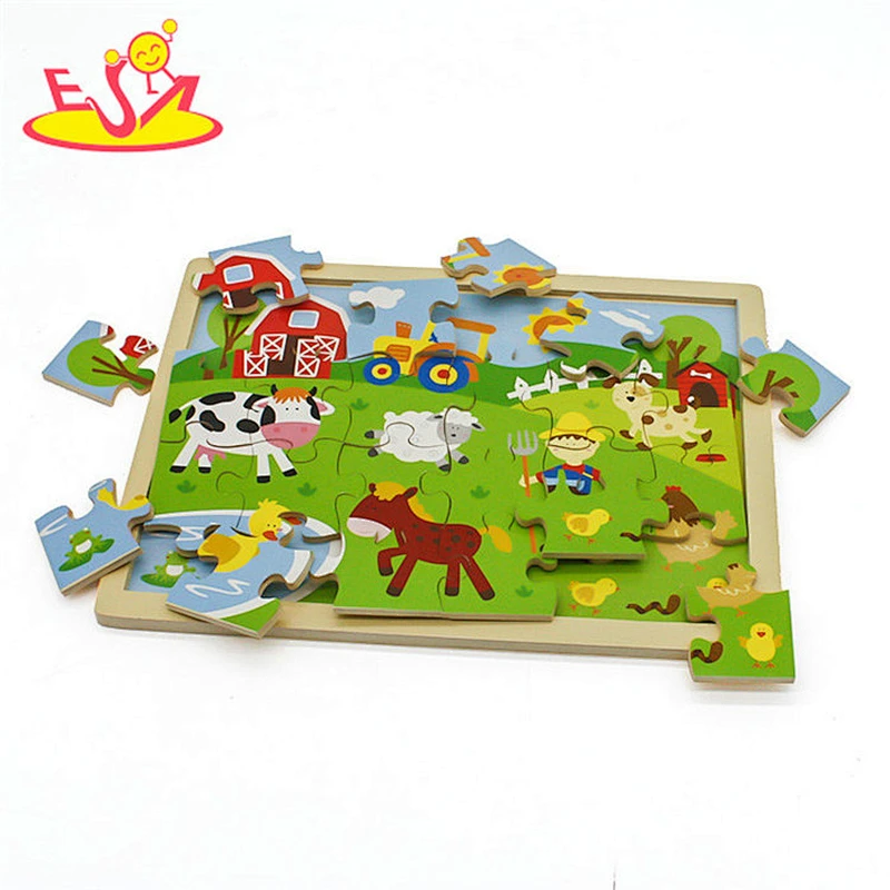 New design cartoon farm wooden baby puzzle for education W14C258