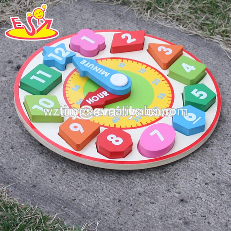 Neue heißeste pädagogische Uhr 3d Holzpuzzle für Kinder W14K020