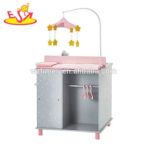 New design pink multifunctional wooden baby diaper changing table W08E019