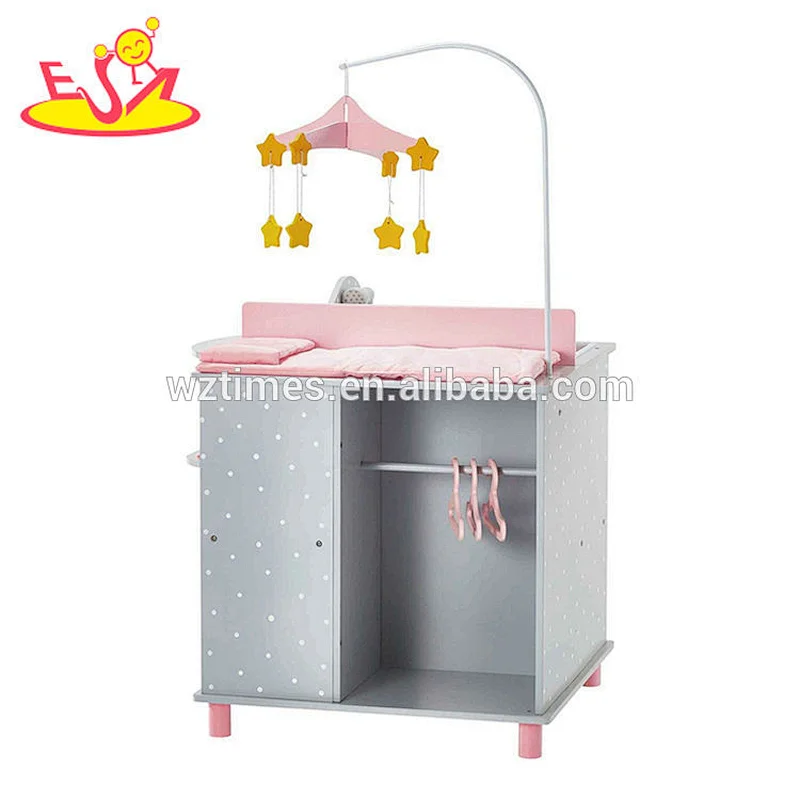 New design pink multifunctional wooden baby diaper changing table W08E019