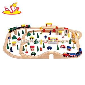2018 Wholesale preschool kids wooden tracks train toys funny railway toys children wooden tracks train toys W04C067