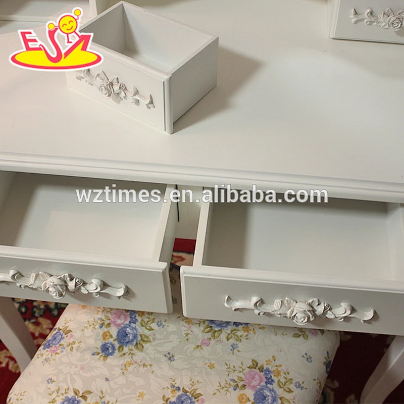 2018 New design bedroom wooden makeup vanity solid wooden youth makeup vanity top sale wooden makeup vanity W08H060