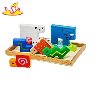 Wholesale educative games wooden animal shape recognition puzzle for toddlers W14A189