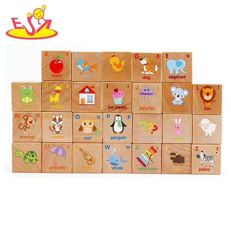 Wholesale 26 pcs early learning wooden alphabet puzzle blocks toy for children W13A138