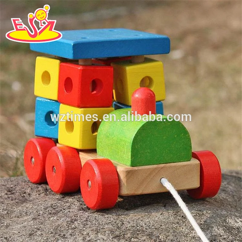 Großhandel kleinkinder bausteine ​​aus holz zug zug spielzeug neues design kinder aus holz zug zug spielzeug W05C072