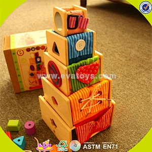 Hölzerne stapelnde Schale der lustigen Kinder blockiert heißes Baby des schönen Verkaufs hölzerne stapelnde Schale des Spielzeugs W13D089
