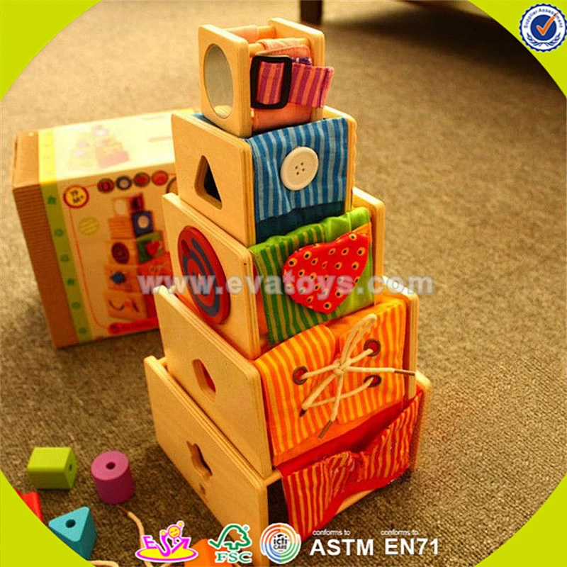 Hölzerne stapelnde Schale der lustigen Kinder blockiert heißes Baby des schönen Verkaufs hölzerne stapelnde Schale des Spielzeugs W13D089