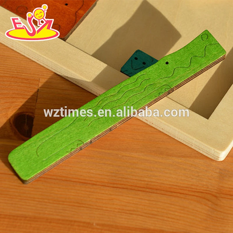 Wholesale colorful intelligent animals shaped wooden shape puzzles for kids W14A145